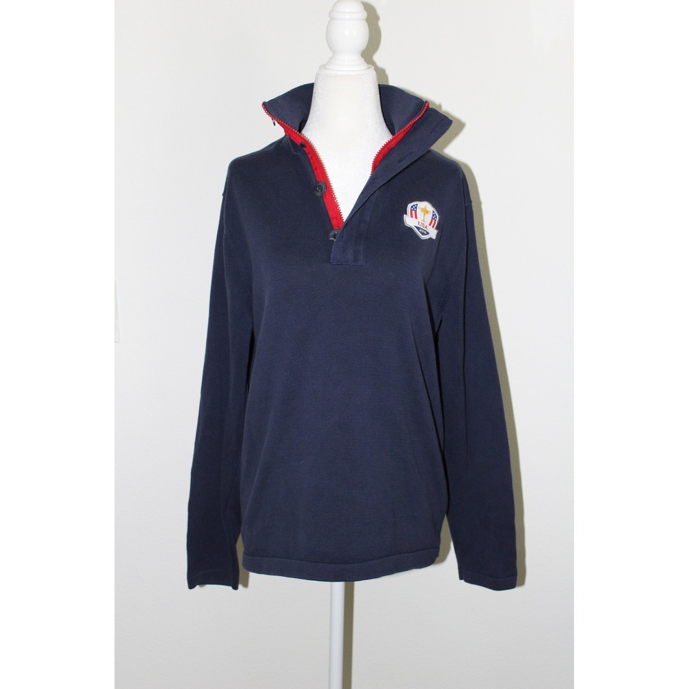RLX Ralph Lauren 2016 Ryder Cup USA Navy Blue Quarter Button Pullover Men's M